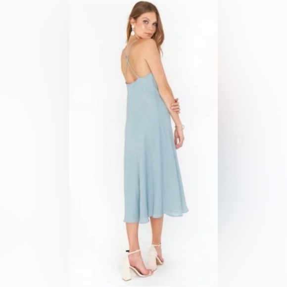 Show Me Your MuMu Verona Cowl Dress In Silver Sage Crisp Chiffon Size S - Picture 1 of 16
